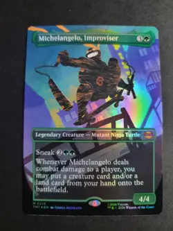 Michelangelo, Improviser (Borderless Foil) Mythic MTG Ninja Turtles - Image 1
