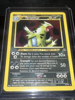 Pokemon TCG Tyranitar Holo Rare Card 12/75 Neo Discovery - Image 1