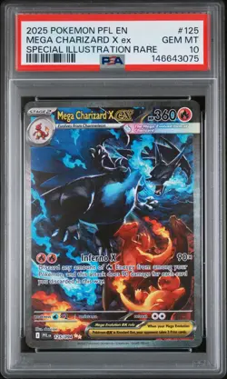 2025 POKEMON PFL EN-PHANTASMAL FLAMES #125 MEGA CHARIZARD X EX PSA 10 - Image 1