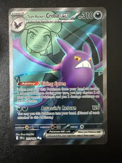 Pokemon 2025 Team Rocket’s Crobat EX#217/182 Ultra Rare NM - Image 1