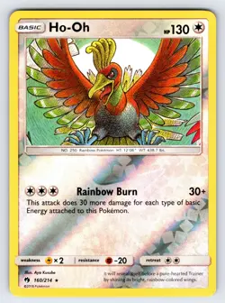Ho-Oh 160/214 2018 S&M Lost Thunder Pokemon Card Reverse Holo Rare - Nm - Image 1