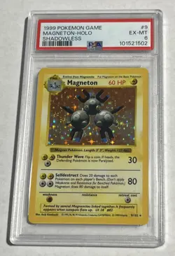 1999 Pokemon Base Set Shadowless Magneton Holo #9 Holo PSA 6 - Image 1