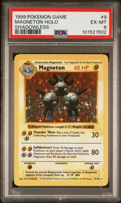1999 Pokemon Base Set Shadowless Magneton Holo #9 Holo PSA 6 - Image 3