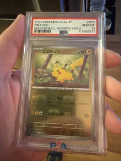 2023 Pokemon Pikachu Master Ball Reverse Holo 25/165 SV2a JP PSA 10 - Image 1