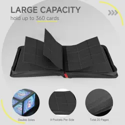 9 Pocket Trading Card Zip Binder, 360 Cards, Premium Exo-Tec Album Mater - Image 2