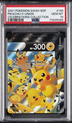 2021 POKEMON SWSH BLACK STAR PROMO CELEBRATIONS COLL #140 PIKACHU V-UNION PSA 10 - Image 1
