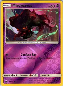 Misdreavus 39/111 SM - Crimson Invasion Pokemon NM/LP Reverse Holo - Image 1