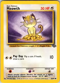 Meowth 56/64 Jungle Pokemon TCG NM Unlimited - Image 1