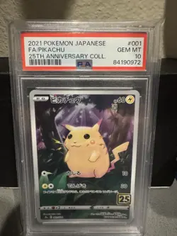 2021 Pokemon PSA 10 FA/ Pikachu JPN 25th Anniversary Coll. 001/028 - Image 1