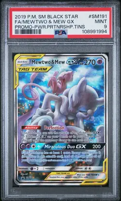 Pokemon Mewtwo & Mew GX SM191 Sm Holo PSA 9 - Image 1