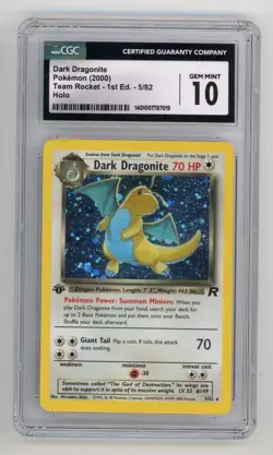 8701 Dark Dragonite 2000 Pokemon Team Rocket First Edition #5/82 Holo CGC 10 - Image 1
