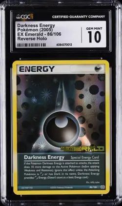2005 POKEMON EX EMERALD REVERSE HOLO #86 DARKNESS ENERGY CGC 10 GEM MINT - Image 1