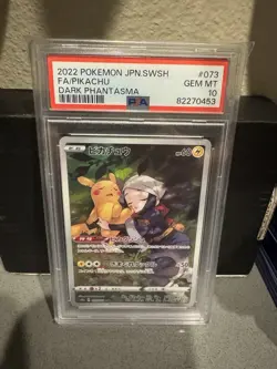 2022 Pokemon PSA 10 FA/ Pikachu JPN SWSH Dark Phantasma 073/071 CHR - Image 1