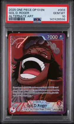 2025 ONE PIECE Gol D.Roger OP13-003 Leader Alt Art PSA 10 English - Image 1
