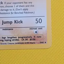 Pokemon TCG Hitmonlee 7/62 Card Holo Unlimited Rare Original Base Set 1999 - Image 5