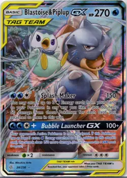 BLASTOISE & PIPLUP GX 2019 POKEMON TCG SUN & MOON #38/236 + BONUS! - Image 1