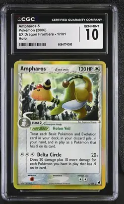 2006 Pokemon Ampharos δ EX Dragon Frontiers #1/101 CGC 10 - Image 1