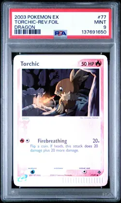 2003 POKEMON EX DRAGON #77 TORCHIC-REVERSE FOIL PSA 9 - Image 1