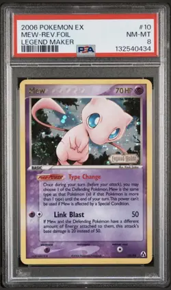 Pokemon Mew TCG Holo Rare Card 2006 EX Legend Maker 10/92 Stamped Graded PSA 8 - Image 1