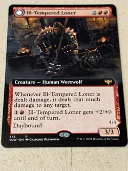 mtg borderless Ill-Tempered Loner, Crimson Vow werewolf, unplayed - Image 1