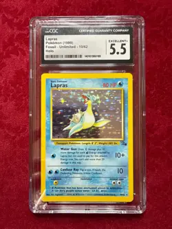 Pokemon TCG Lapras Unlimited Holo 10/62, Fossil CGC 5.5 - Image 1
