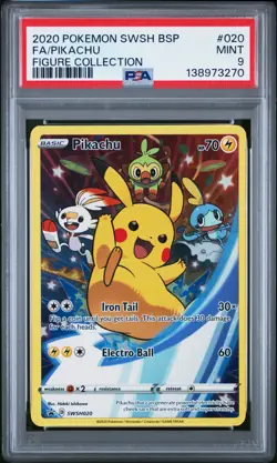 2020 POKEMON SWSH PROMO FIGURE COLLECTION SWSH020 FULL ART/PIKACHU PSA 9 - Image 1