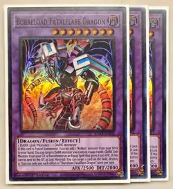 Yugioh! 3x Borreload Fatalflare Dragon BPRO-EN032 Super Rare 1st Ed NM - Image 1