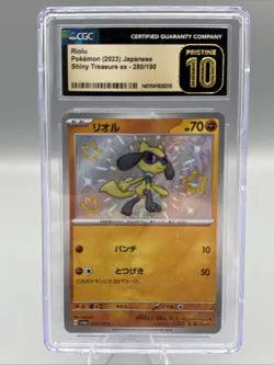 CGC 10 Pristine Riolu Shiny Holo 280/190 S Shiny Treasure ex sv4a Pokemon Card - Image 1
