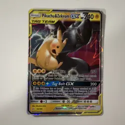 Pokemon Pikachu & Zekrom GX TAG TEAM Ultra Rare Holo Sun & Moon Team Up 33/181 - Image 1