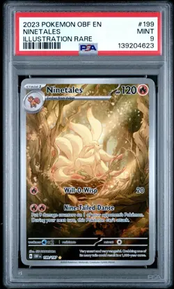 2023 Pokemon Obsidian Flames OBF En Ninetales Illustration rare #199 PSA 9 Mint - Image 1