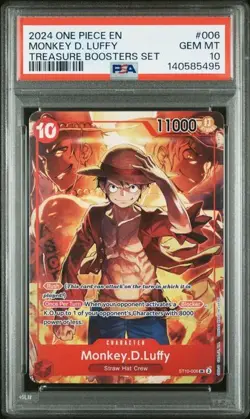 2024 ONE PIECE PROMOS #006 MONKEY D. LUFFY TREASURE BOOSTERS SET PSA 10 (495 - Image 1