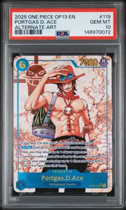 2025 ONE PIECE OP13 119 CARRYING ON HIS WILL PORTGAS D ACE SEC ALT ART PSA 10 - Image 1