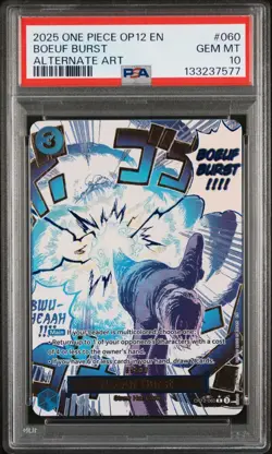 2025 ONE PIECE OP12-060 LEGACY OF THE MASTER BOEUF BURST EVENT ALT ART PSA 10 - Image 1