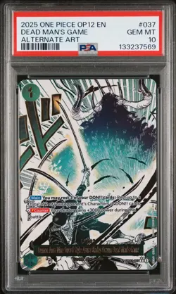 2025 ONE PIECE OP12-037 LEGACY OF THE MASTER DEAD MAN'S GAME ALT ART PSA 10 - Image 1