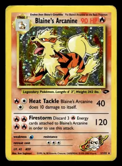 Blaine's Arcanine 1/132 Holo Rare Gym Challenge Pokemon Card - Image 1