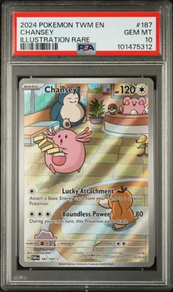 PSA 10 GEM MINT Chansey 187/167 Illustration Rare Pokemon Twilight Masquerade - Image 1