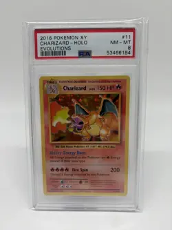 PSA 8 Pokemon Charizard Glurak Holo (Evolutions) 11/108 ENG - NM-MT vom Handler! - Image 1