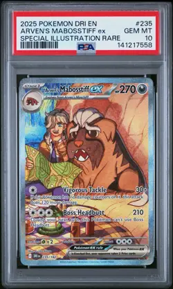 2025 POKEMON DRI SPECIAL ILLUSTRATION RARE #235 ARVEN'S MABOSSTIFF EX PSA 10 - Image 1
