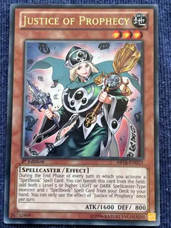 YuGiOh Justice of Prophecy ABYR-EN023 1st Edition Rare LP - Image 1