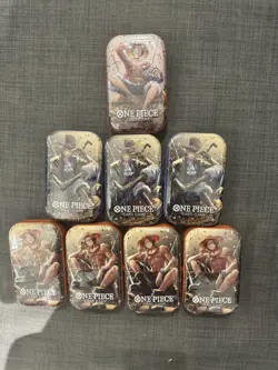 8X One Piece TCG - TS-02 Mini Tin - OP-13 Packs - New & Sealed - Image 1