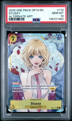 2025 ONE PIECE OP13 110 CARRYING ON HIS WILL STUSSY ALT ART PSA 10 GEM MINT - Image 1