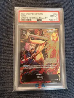 Koby (Offline Regional 2023) [Finalist] OP02-098 One Piece Promo PSA 10 - Image 1