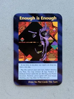 1995 INWO Illuminati Assassins Game Card – Enough is Enough – Trump – NM / M - Image 1