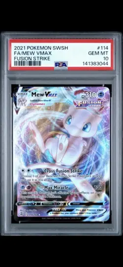 2021 POKEMON SWORD & SHIELD FUSION STRIKE #114 FULL ART/MEW VMAX PSA 10 New Cert - Image 1