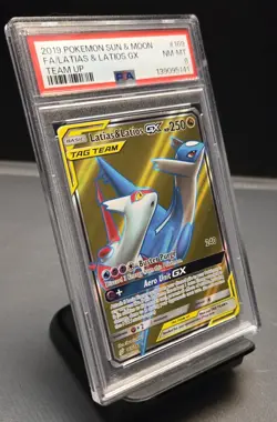 LATIAS & LATIOS GX 2019 POKEMON SUN & MOON TEAM UP RARE 169/181 PSA 8 Q0004 - Image 2