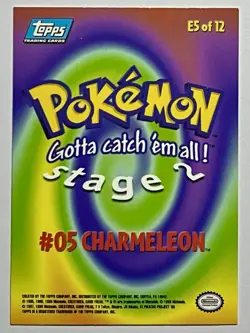 Charmeleon #05 (LP) Rare E5 of 12 Topps Pokemon Series 1 TV Animation 1996 - Image 2