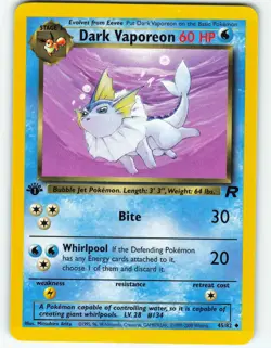 Dark Vaporeon - 1st Edition - 45/82 Team Rocket - Pokemon TCG - 2000 - Image 1