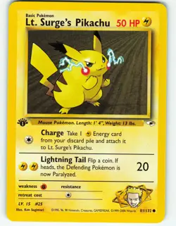 Lt. Surge's Pikachu - 1st Edition - 81/132 Gym Heroes - Pokemon TCG - 2000 - Image 1