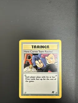 Pokemon TCG Team Rocket Holo Rare Card 15/82 Here Comes Team Rocket LP - Image 1