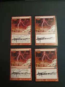 MTG 4 Lightning Bolt Fulmine Signed By Christopher Moeller - Image 1